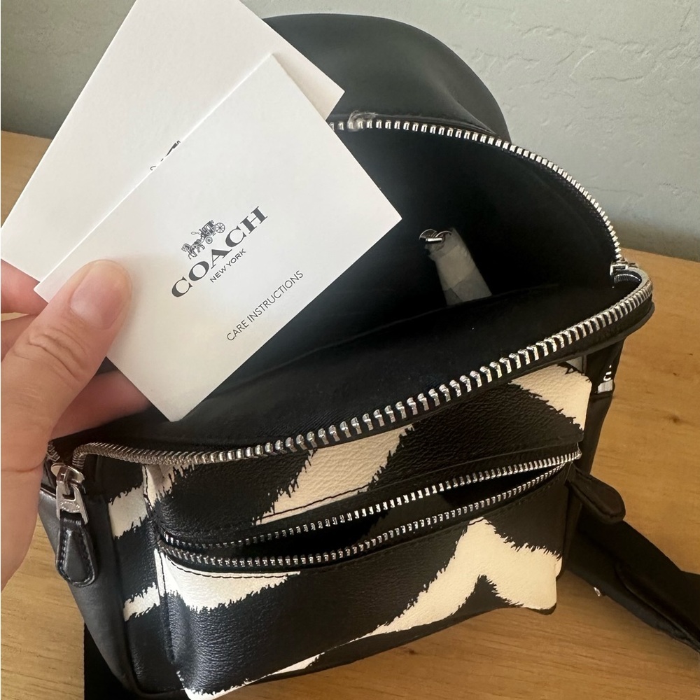 Coach Black and White Zebra Print Backpack - Picture 4 of 5